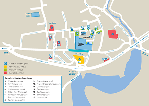 Map of town centre car parks