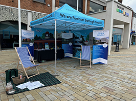 Gazebo with text "We are Fareham Borough Council" at 999 Day