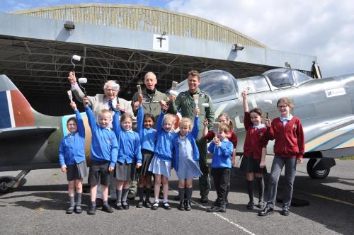 Crofton Anne Dale School children get ready to paint a Spitfire