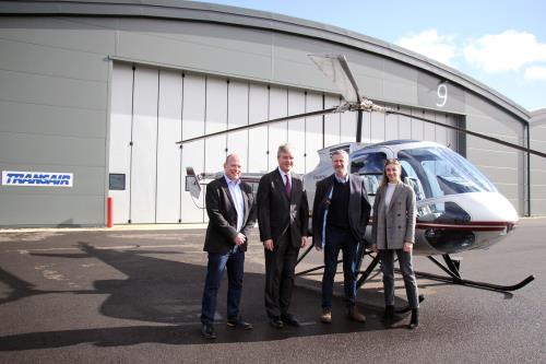 Transair Director, Rob Norman, Managing Director, Tom Moloney, Council Leader, Cllr Seán Woodward and Sales Director, Katherine Moloney at Solent Airport.