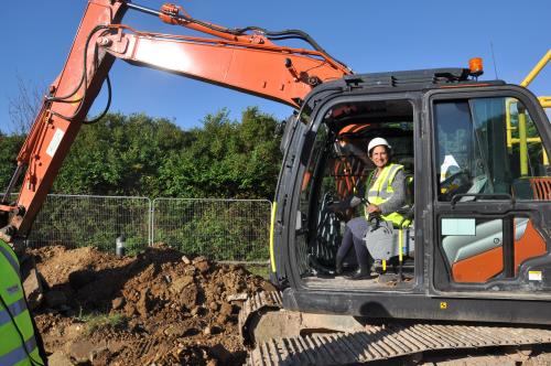 Digger at Assheton Court site